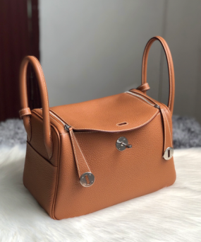 에르메스 린디백26 골드브라운 은장 소가죽